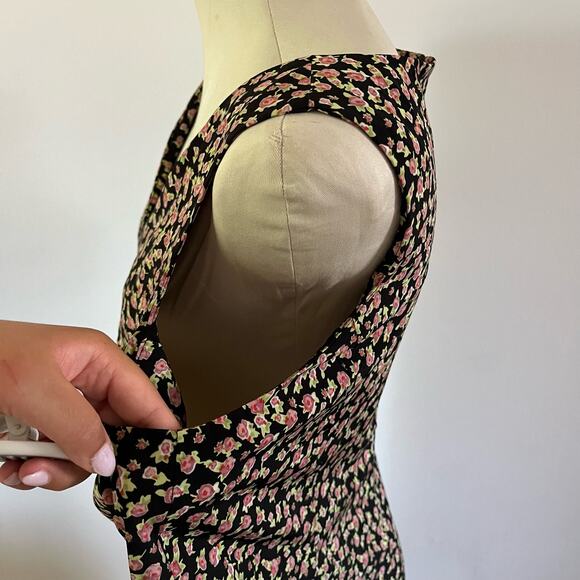 Vtg Y2K 2000s Ditsy Floral Print V Neck Maxi Dress Plus Sz 20W Cottagecore - Picture 2 of 10